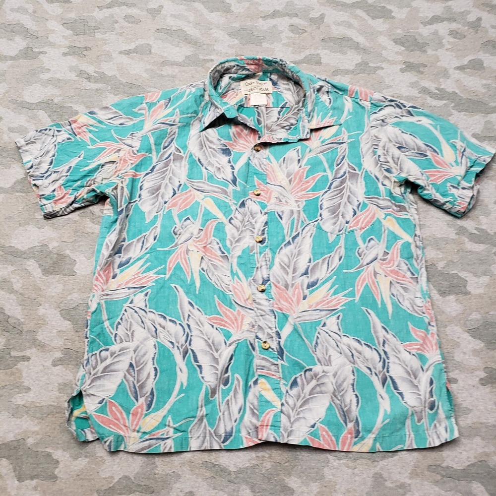 Vintage Cooke Street Shirt Men Large Green USA Short Sleeve Hawaiian Inside Out